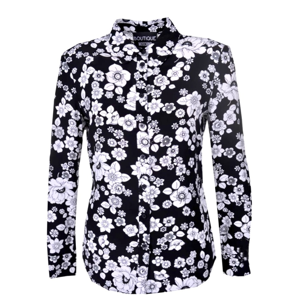 Moschino Boutique Black and White Floral Blouse - Womens Size 6 - NWT